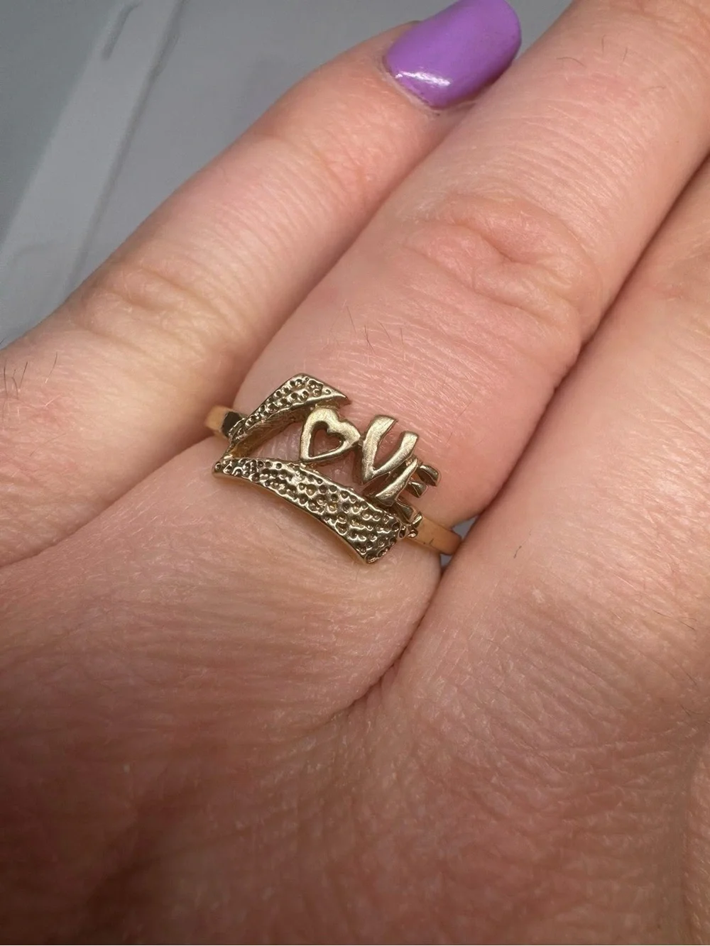 Vintage 14K 585 Gold Love Ring Size 6 Romantic Fine Jewelry Gift